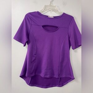 Ultra Teeze purple cutout blouse short sleeve minimalist casual juniors L